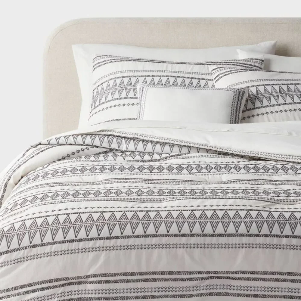 8pc Queen Woven Diamond Striped Comforter and Sheet Set - Threshold